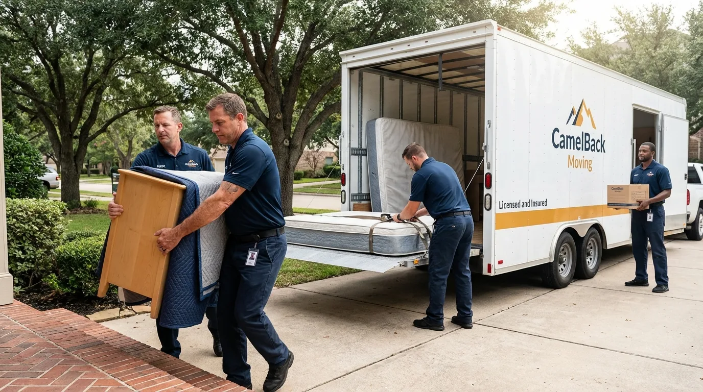 Crew loading residential truck for cross-state move from Hooksett, NH
